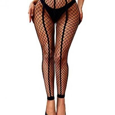 Womens Pantyhose Fishnet Stockings Sexy Tights Lace Hight Waist One Size Black